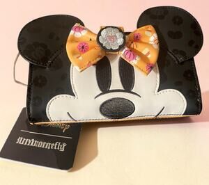 Loungefly Disney Minnie Mouse Pastel Floral Pumpkins Halloween Wallet - NWT